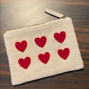 Sezane Small Canvas Pouch with Hearts